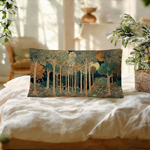 William Morris Birch Forest 12x20 Lumbar Pillow Cover, Soft Flannel Case