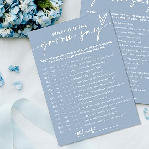 Bridal Shower Game Cards - What Did the Groom Say 25 Pack 5x7