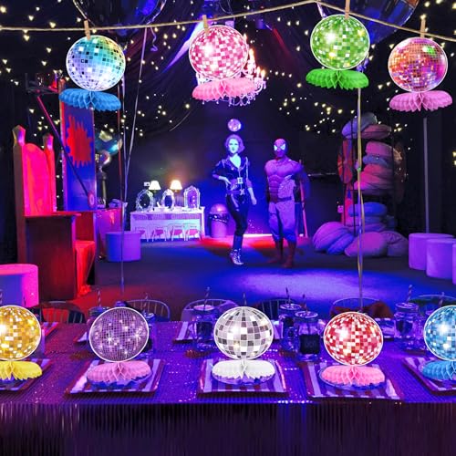 9PCS Disco Ball Honeycomb Centerpieces for 70s Themed Party Decor