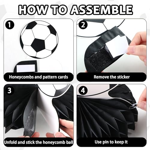 Soccer Honeycomb Centerpieces - 12 Pcs Sports Party Decor