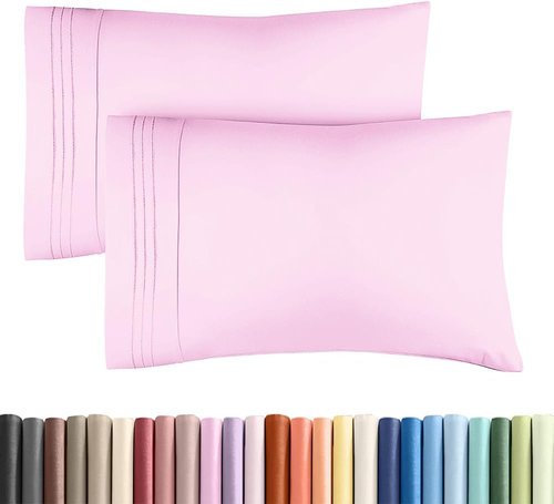 King Standard Pillow Cases by King - Ultra-Soft Hotel Quality Covers | Fade-Free & Wrinkle Resistant - Light Pink - Set of 2