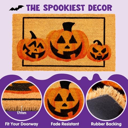 JOYIN Halloween Decoration Pumpkin Patterned Doormat, 30¡±x 17¡± Non Slip Natural Coir Front Door Mat Doorway Rugs, Trick or Treat Outside Indoor Decor