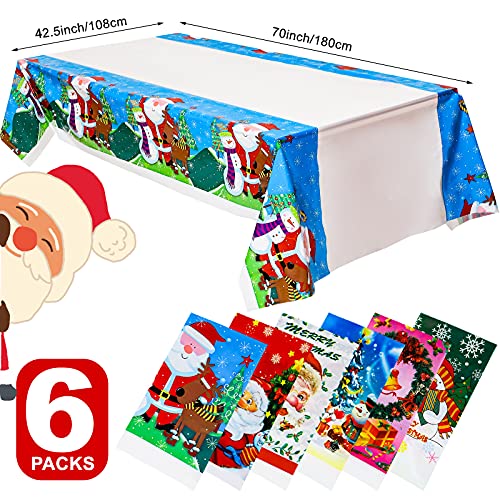 Christmas Disposable Tablecloth Set - 6 Styles 42.5x70 Inches Plastic Covers