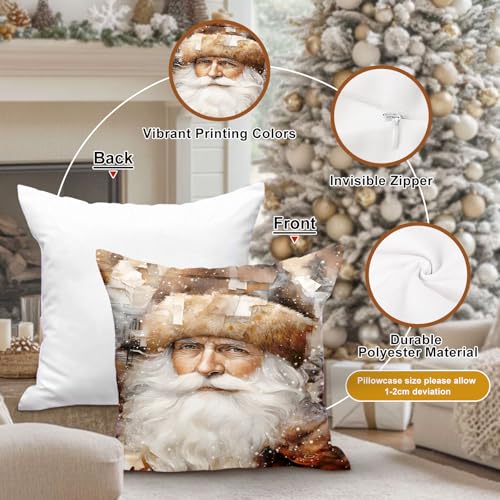 Lanpn 18x18 Christmas Throw Pillow Covers, Set of 4 Festive Cushion Cases