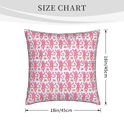Dycica Velvet Pink Rabbit Monkeys Throw Pillow Cover 18"