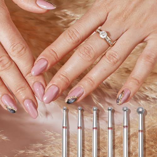 ETCAR 6 Pack Nail Drill Bits - 3/32" Cuticle Cleaning Ball Head Set