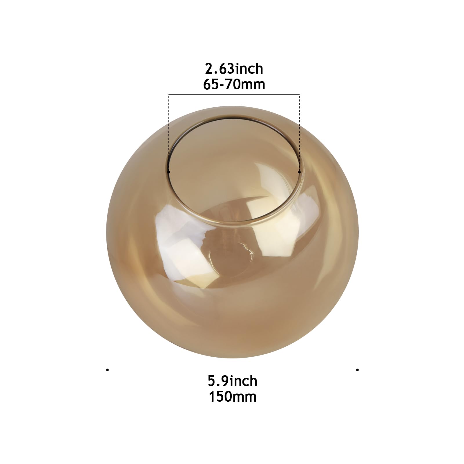 Lighting Replacement Glass Globe Shade,Amber Lampshade Glass Accessories For Pendant Lights, Wall Lights, And Ceiling Lights,5.9” Diameter, 2.64" Opening Diameter((Amber, 5.9")