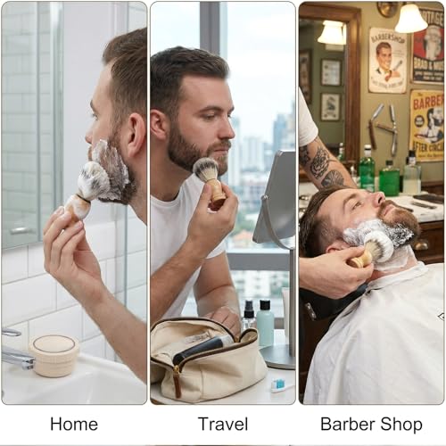 Viliqiou Men's Shaving Brush with Wooden Handle & Soft Synthetic Bristles