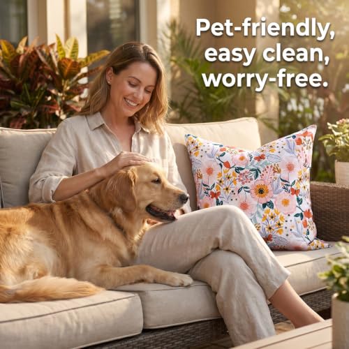 20x20 Waterproof Floral Outdoor Pillow Covers - Set of 2