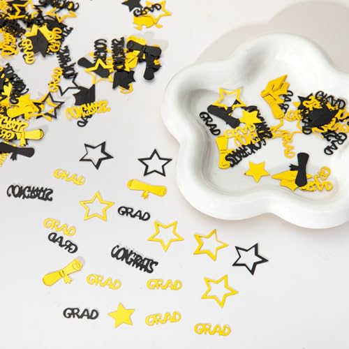 Graduation Confetti Decorations - 2500pcs Black Gold Glitter 2026