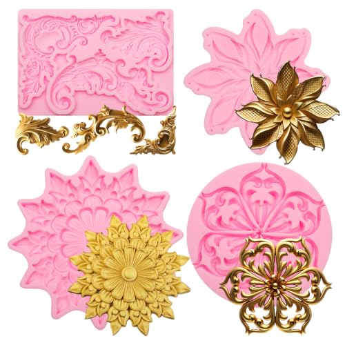 Baroque Silicone Molds Set of 4 for Cake Decoration & Clay Art