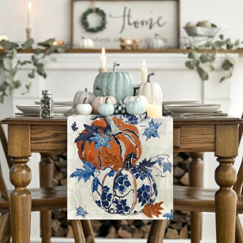Artoid Mode 13 x 72 Inch Blue Fall Table Runner - Polyester Home Decor