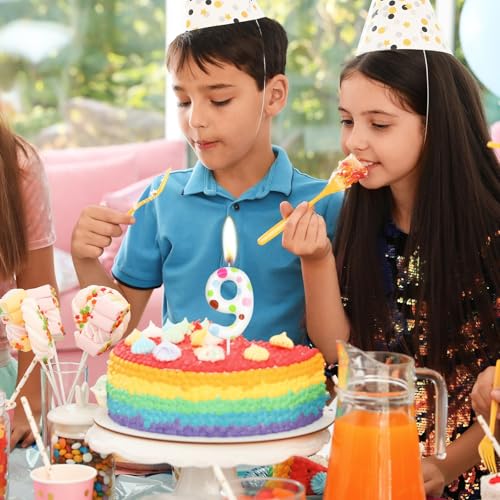 Polka Dot Number 6 Birthday Candle - Colorful 2.4 Inch Cake Topper