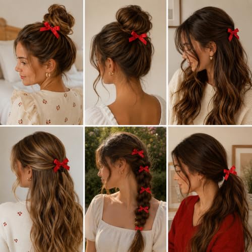 Uozksor Satin Bow Hair Clips 20 Pcs, 1.57 Inch Mini Duckbill Barrettes