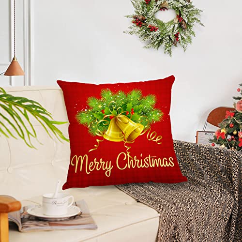 Neatee Living Christmas Pillow Covers 12x12 Set of 4 Velvet Xmas Cushions