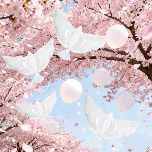 41 Inch Peace Dove Balloons - 12 Pcs Foil Memorial Balloons for Weddings & Funerals