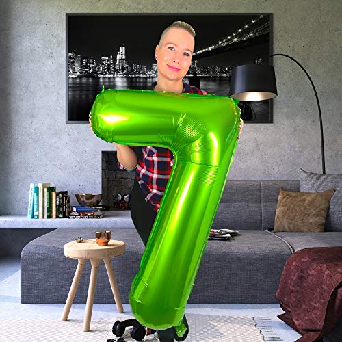DIWULI 40 Inch Green Number 7 Foil Balloon for Birthday Party Decor