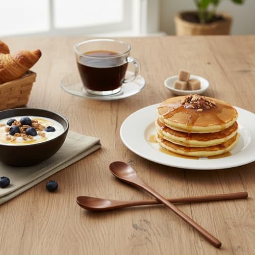 Zelphvt 2-Piece Long Wooden Coffee and Tea Spoons, 9.1 Inch