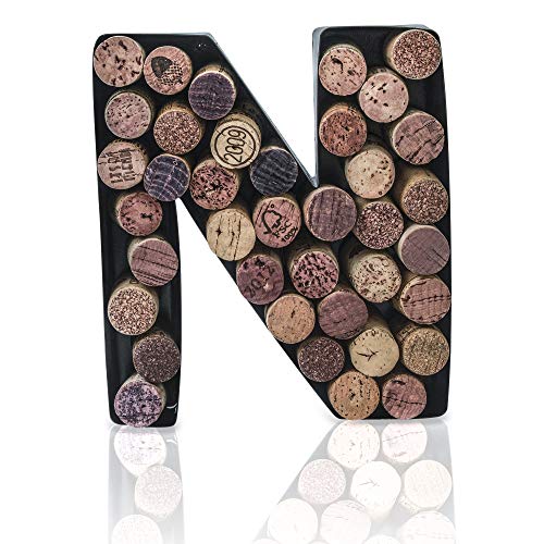 Letter N Metal Wine Cork Holder & Keepsake Display with Wall Mount