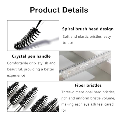 Kootinn 3-Piece Reusable Mascara Spoolies & Brow Brushes with Protective Caps