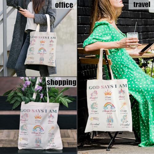 Unicon Christian Canvas Tote Bag Inspirational Religious Gift for Girls