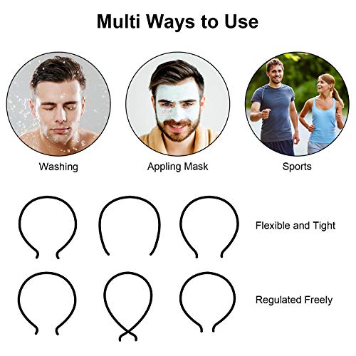 WILLBOND 3 Pack Metal Hair Band Non Slip Wavy Spring Headbands for Men Women