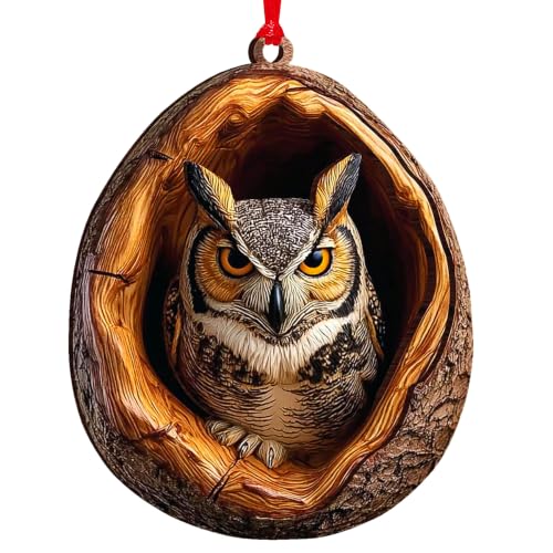 Woodland Owl Christmas Ornament - Resin Holiday Decor - Variation of Owl