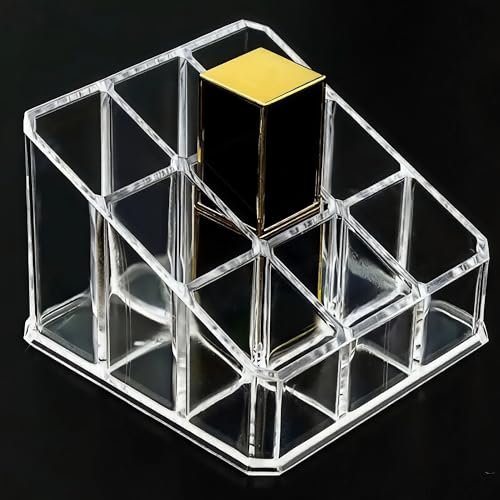 Sooyee 9-Slot Acrylic Lipstick Organizer - Clear Cosmetic Display Case
