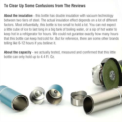 Mini Insulated Water Bottle 4.4 Fl. Oz - Stainless Steel Flask for Purse
