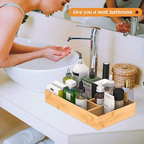 Bamboo Drawer Organizer Utensil Holder 6x3x2.5 Inch - Stackable Storage