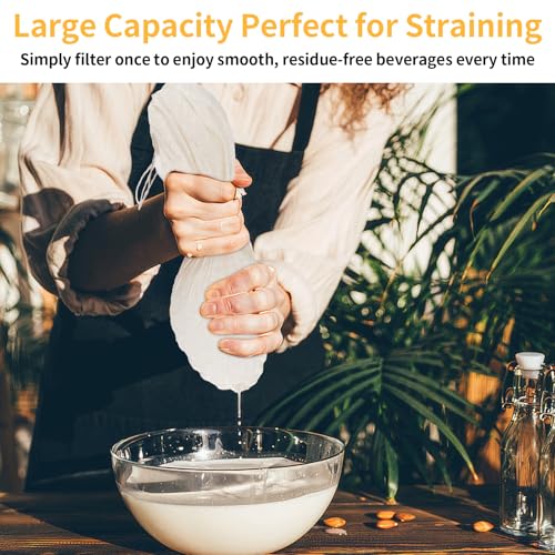 12x12 Inch Nut Milk Bags - 3 Pack Reusable Cheesecloth for Straining