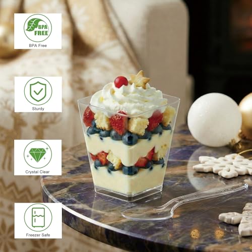 Legredic 30 Pack 5 oz Plastic Dessert Cups with Spoons | Clear Party Serving Cups