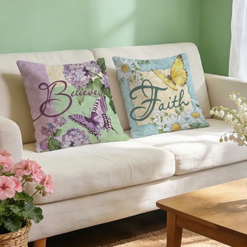 Spring Summer Inspirational Floral Decorative Throw Pillow Covers |