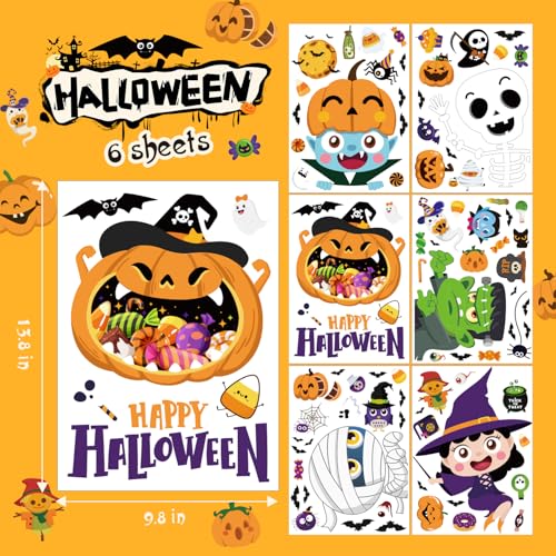 IMISHM Halloween Window Clings - 6 Pack Double-Sided Static PVC Decals