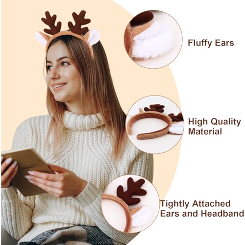 CURASA Reindeer Antler Headband with Bell for Christmas Costumes