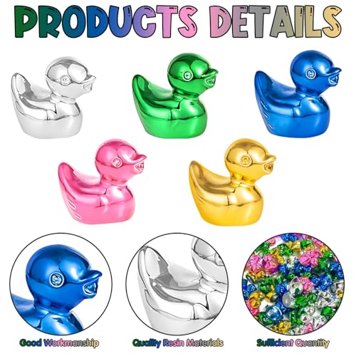 100 Mini Resin Ducks - Vibrant Electroplated Figurines for Decor