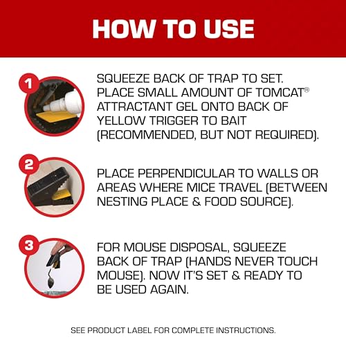 Tomcat Mouse Snap Trap - 4 Reusable Indoor/Outdoor Traps with No-Touch Disposal