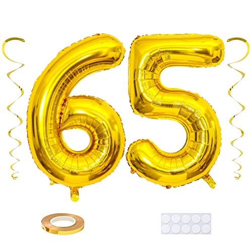 40-Inch Gold 65 Number Balloon for Birthday & Graduation Party