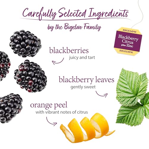 Bigelow Tea Blackberry Citrus Herbal Tea with Zinc, Caffeine-Free - 18 Bags
