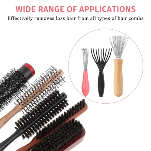 Hair Brush Cleaner Tool Set - 3 Piece Comb Rake and Cleaning Brushes