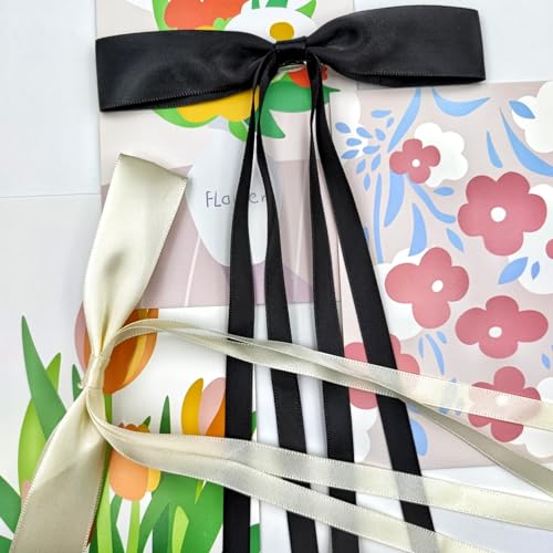 Tunbao 4Pcs Satin Hair Bow Clips with Long Tail for Women and Girls