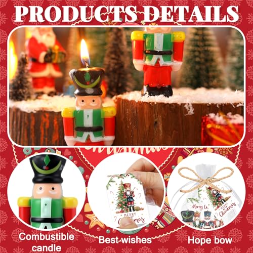 Nutcracker Christmas Candle Set - 24 Bulk Wax Candles with Blessing Cards - Variation 97