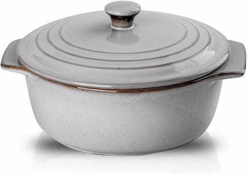 KOOV Ceramic Casserole Dish - 2 Quart Oven Safe Baking Dish with Lid | 9-Inch Round Cookware Set