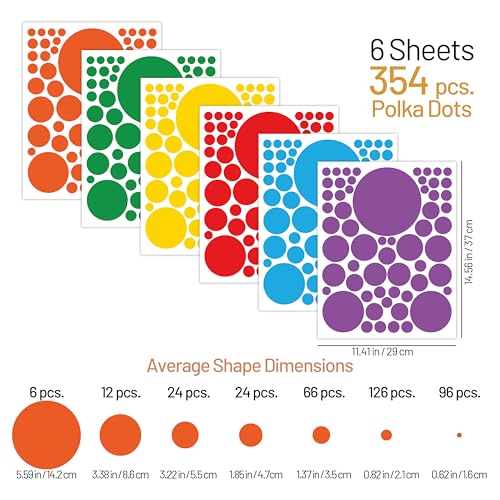 Rainbow Polka Dot Wall Decals for Kids - Removable Vinyl Stickers