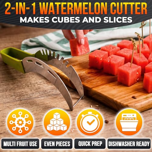 NADOBA 2-in-1 Stainless Steel Watermelon Slicer & Cube Cutter Tool