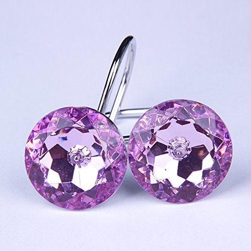 Adwaita Decorative Shower Curtain Hooks with Crystal Rhinestones - Set of 12