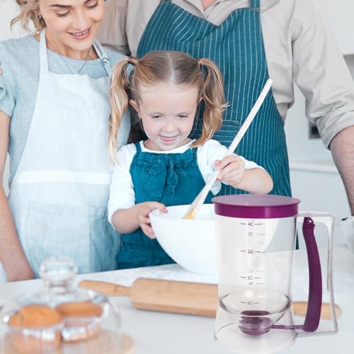 MIWOGA Pancake Batter Dispenser, 900ml Measuring Cup for Baking - Purple