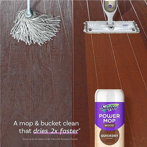 Swiffer PowerMop Wood Floor Cleaning Solution, QuickDry Refill, Lemon, 50.7 oz