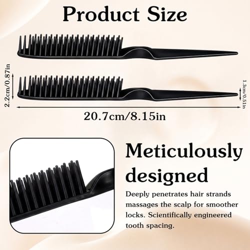 Neyauo 3-Row Hair Styling Comb Set with Rat Tail (2 Pcs)