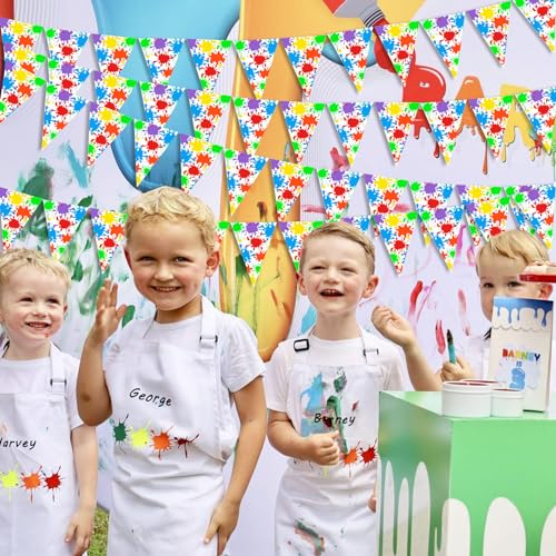 Art Paint Theme Pennant Banners - 5 Pack Multicolor Triangle Garland